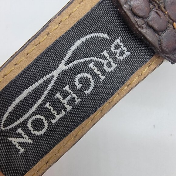 Womens BRIGHTON Belt BROWN LEATHER CROC‎ LOOK WITH SILVER Buckle Size 30 - Picture 5 of 9